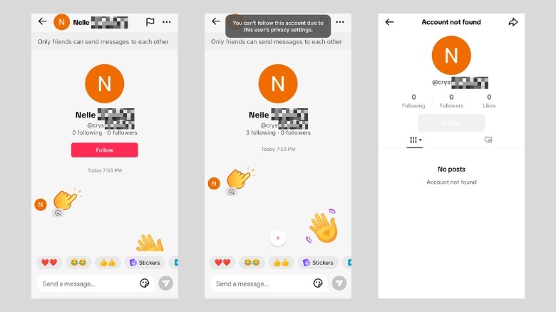 conversation with person who blocked you on TikTok