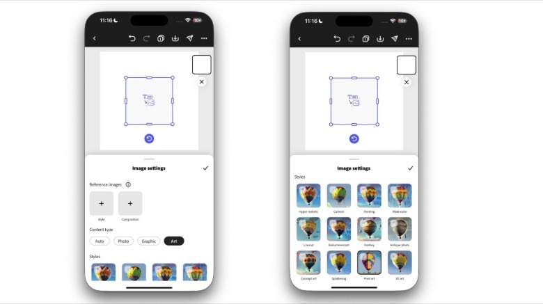 Image Settings in Adobe Express