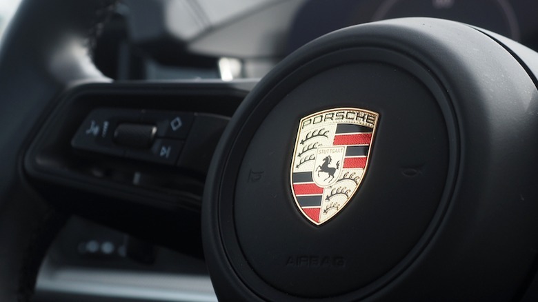 Porsche crest on steering wheel