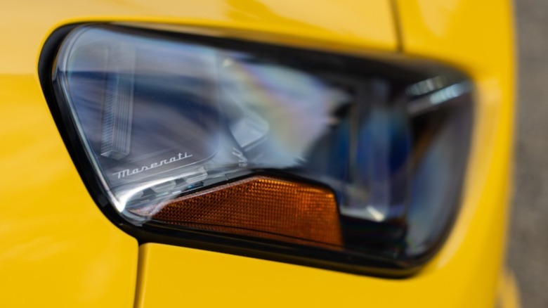 Headlamp detail with Maserati logo