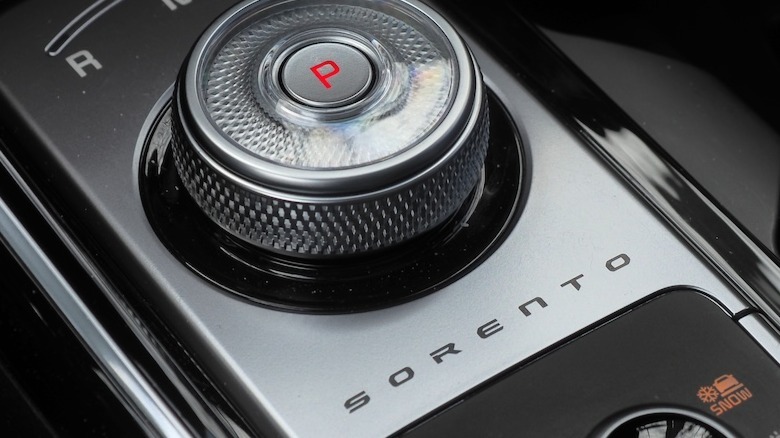 Sorento logo next to transmission shifter
