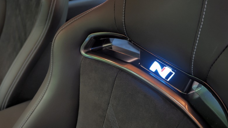 Glowing N logo bucket seats