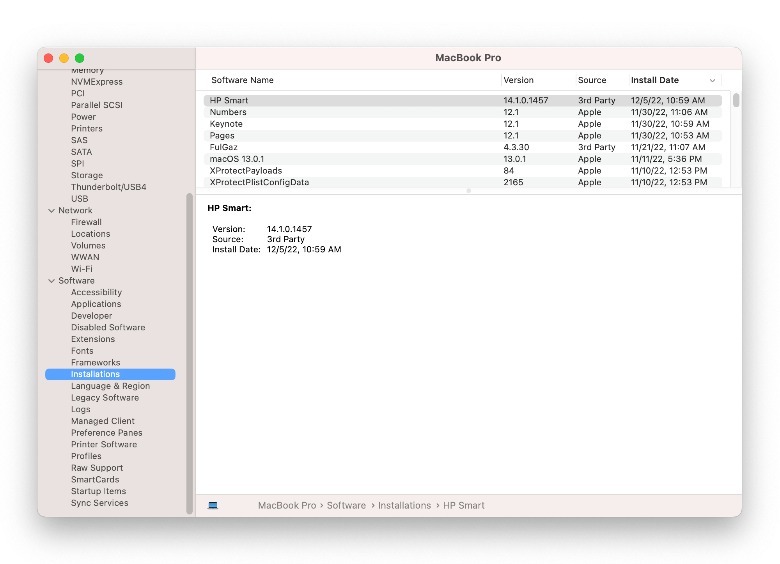 Macbook Pro Software Installations List