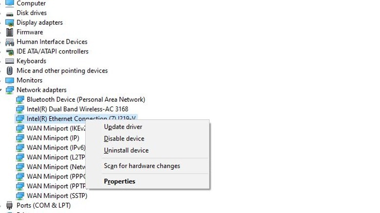 Network adapters network manager