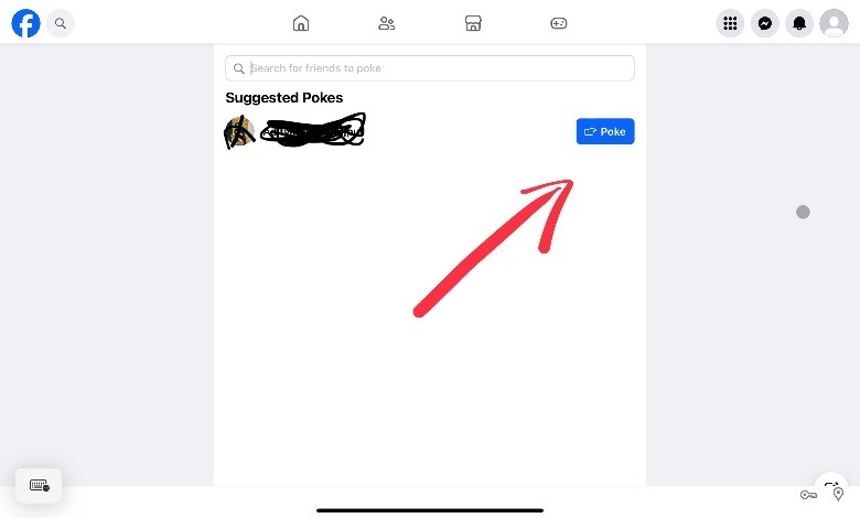 Poke button on Facebook friend