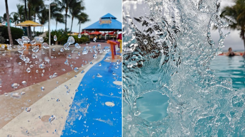 Two action shots of water splashing