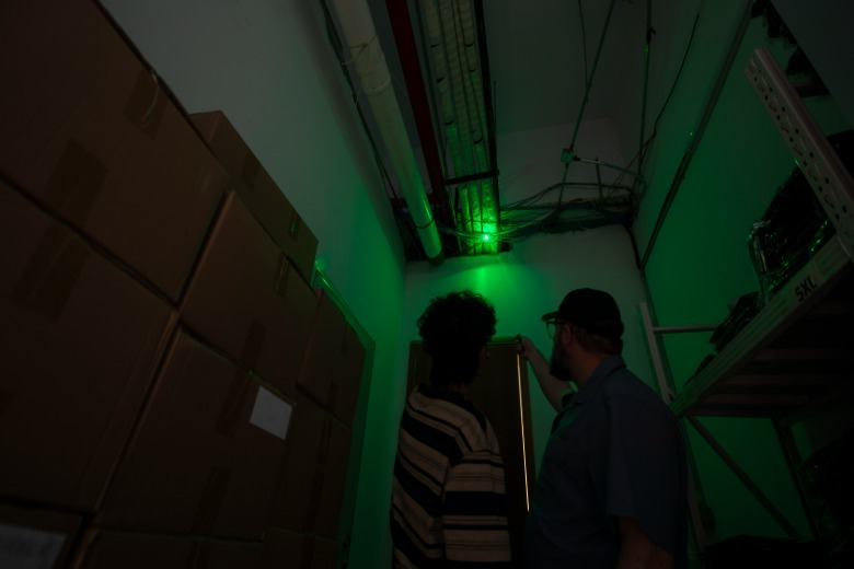 ArkPro emitting green laser toward ceiling