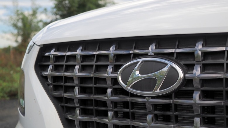 Hyundai badge on grille