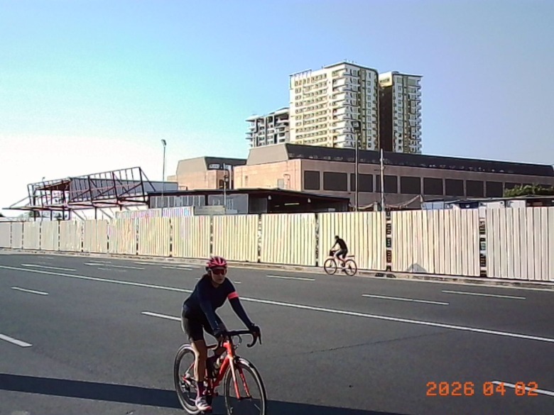 two bikers on opposite sides of the road taken with the Kodak Charmera
