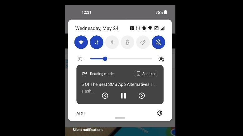 reading mode player notification