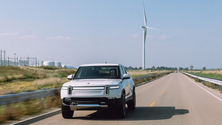 R1T and Rivian wind turbine
