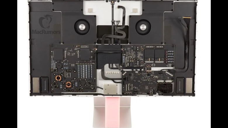 The internals of the Apple Studio Display.