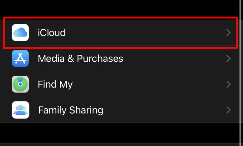 iPhone iCloud settings