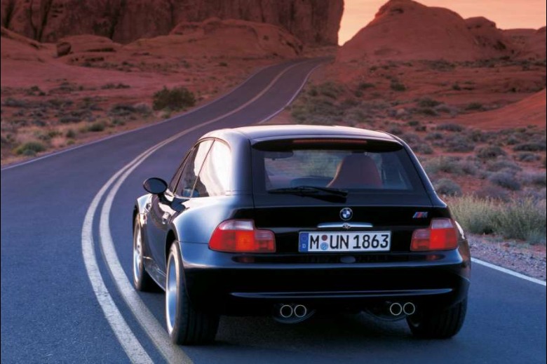 BMW Z3M driving on a road in the desert