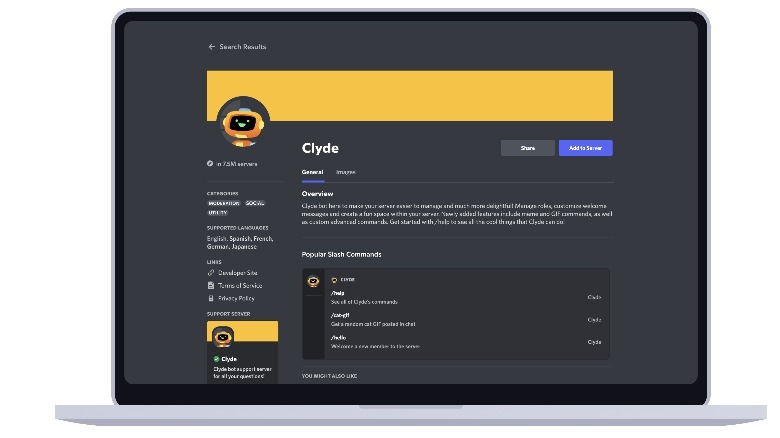An app's listing on Discord's App Directory.