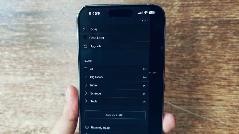 Feedly news feed settings.