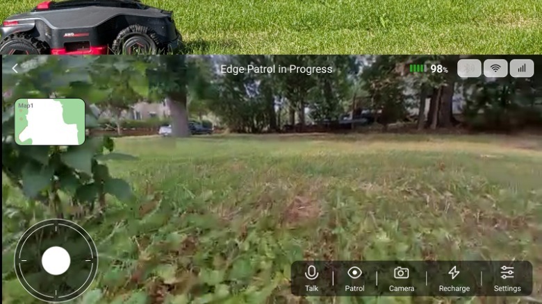 Robot mower on patrol.