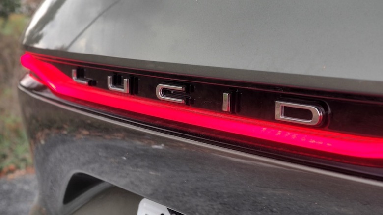 Rear light bar and logo of a 2026 Lucid Gravity