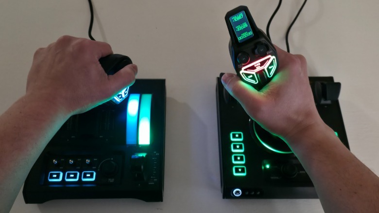 A person using the Turtle Beach VelocityOne HOTAS