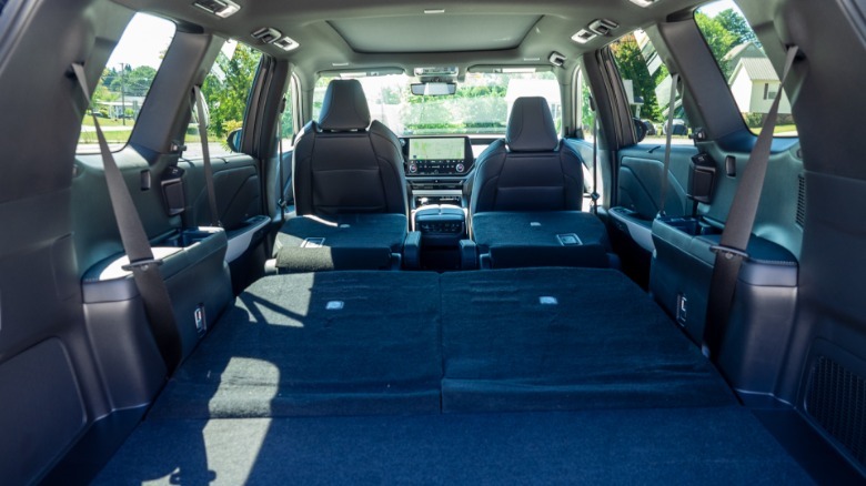 2025 Lexus TX 500h cargo area with all seat backs down
