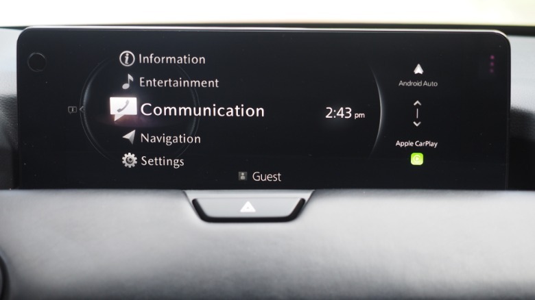 2026 Mazda CX-90 12.3-inch touchscreen opened to system menu with Apple CarPlay highlighted