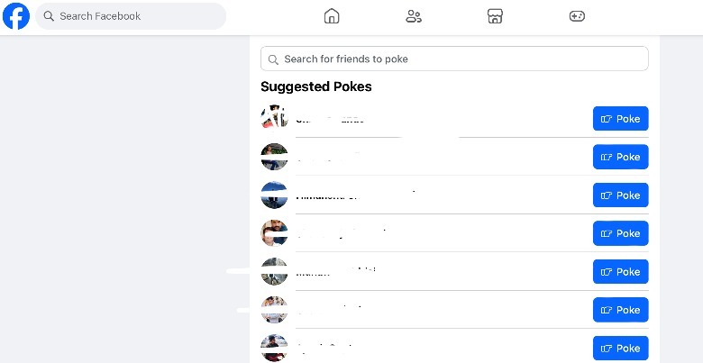 Poke page on Facebook