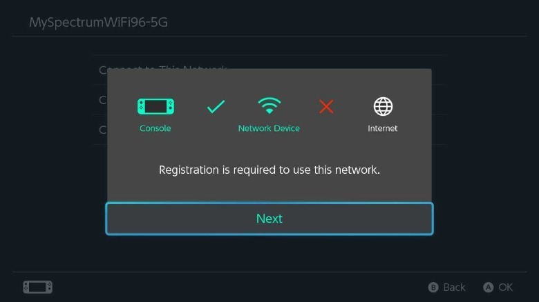 Switch test internet connection screen