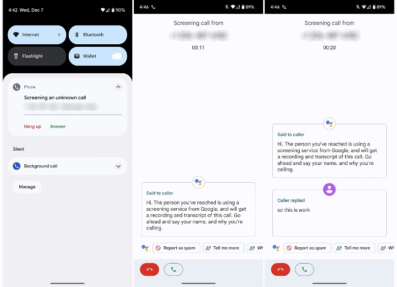 Google Pixel Assistant Screen Call