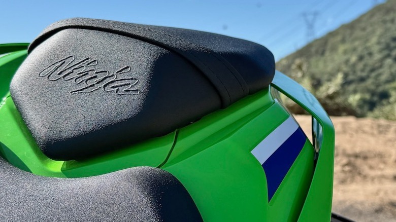2026 Kawasaki Ninja ZX-10R rear seat with Ninja logo