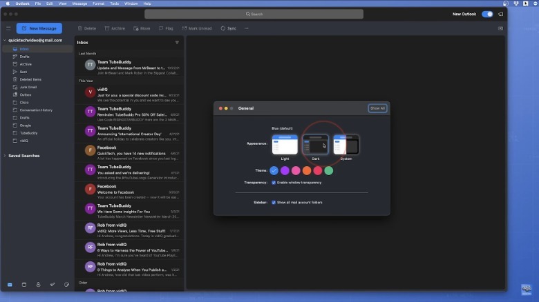 outlook change appearance on mac