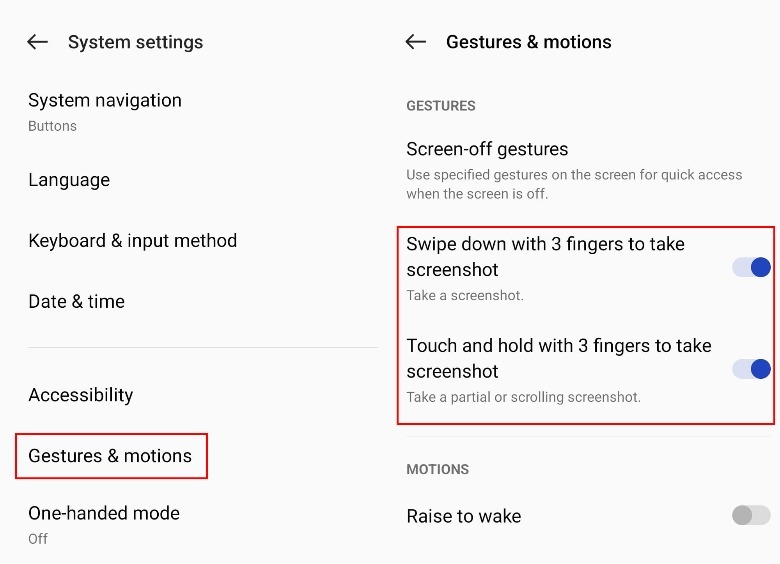 OnePlus 3-FInger Gesture Controls