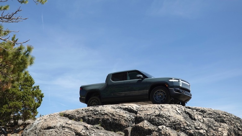 R1T parked at top of trail