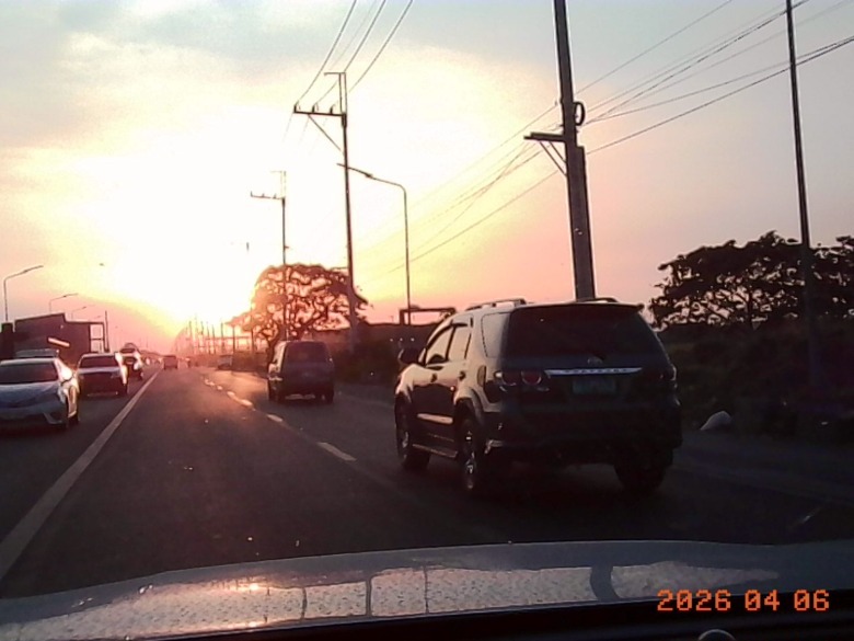 a sunset view taken while in a car