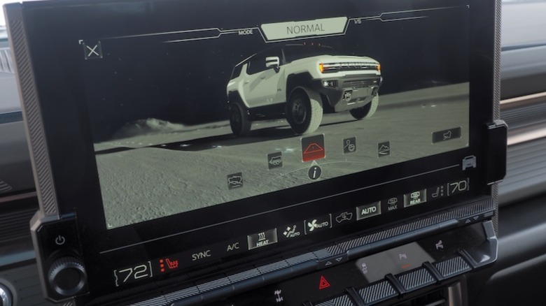 Hummer EV SUV touchscreen showing drive modes
