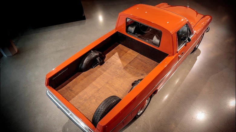 Rear overhead view of Mercedes pickup