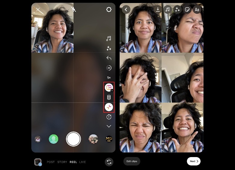 Instagram reel layout feature