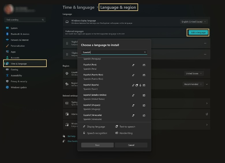 Windows 11 add language pack