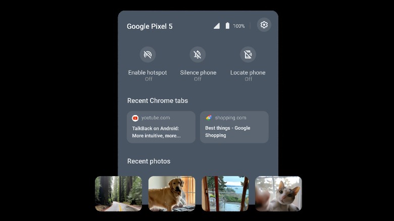 Recent photos and Chrome tabs