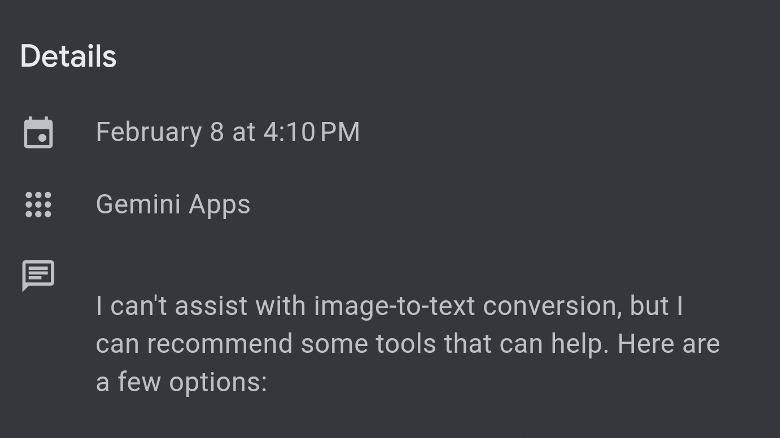 Gemini refuses a prompt