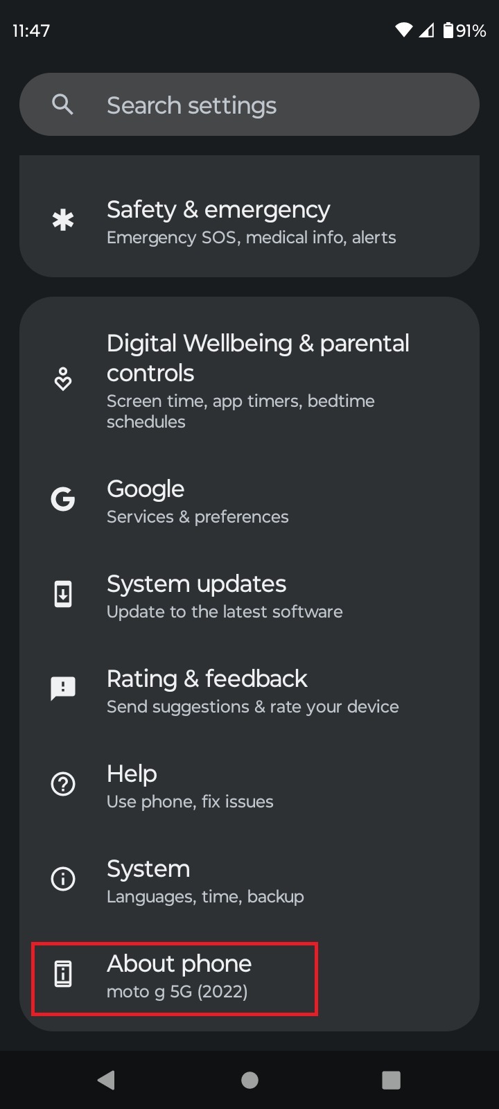 Android sobre telefone