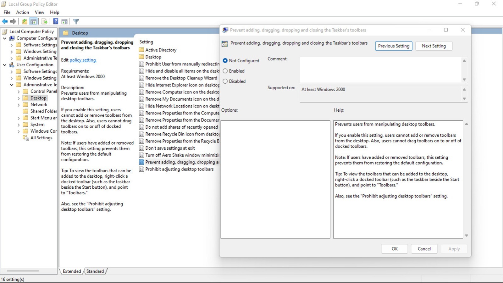 Windows 11 Policy Editor screenshots