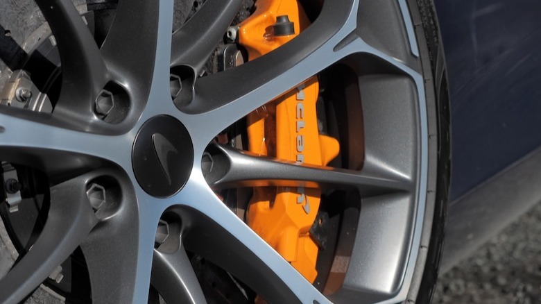 McLaren wheel detail with yellow brake caliper