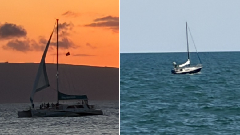 Two photos of sailboats