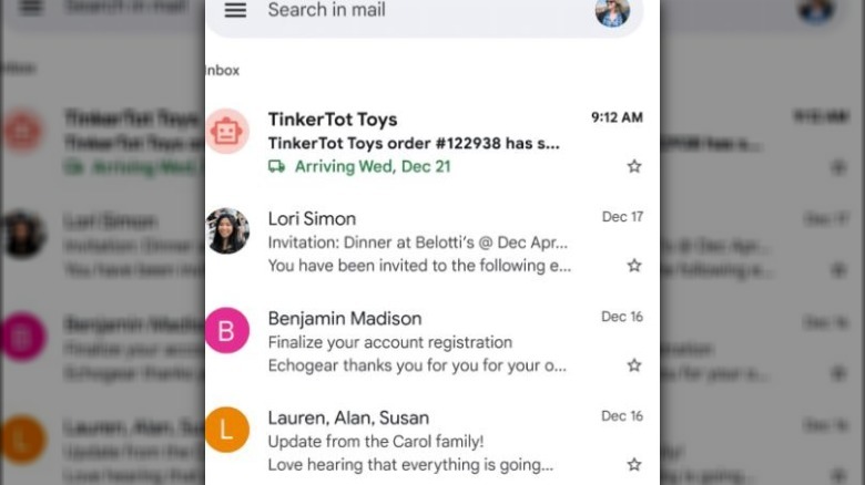 Gmail on a smartphone