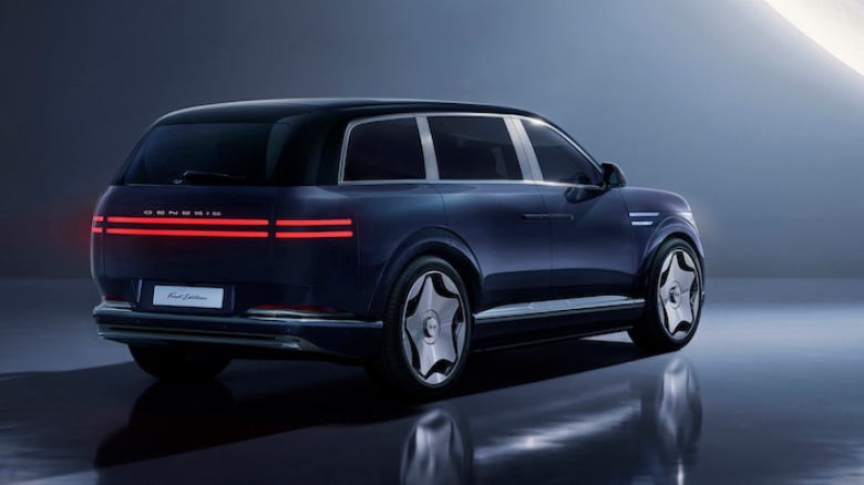 2027 Genesis GV90 SUV rear three quarter