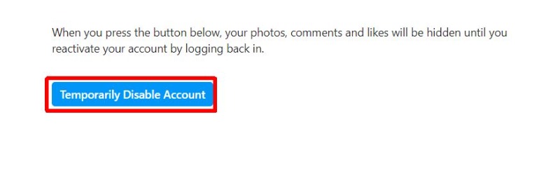 Disable account button