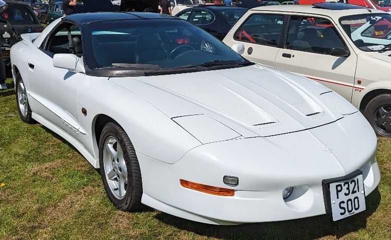 White 1996 Pontiac Firebird Trans Am parked on grass
