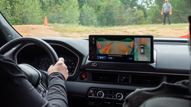 2026 Honda Passport TrailSport Elite center touchscreen with TrailWatch trail camera system active