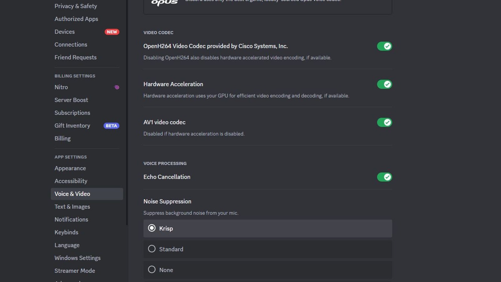 Discord advanced options
