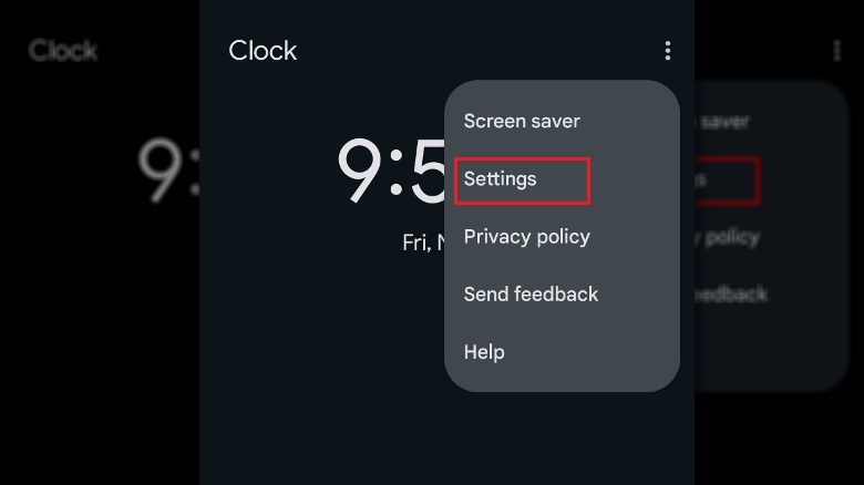 Android clock app settings